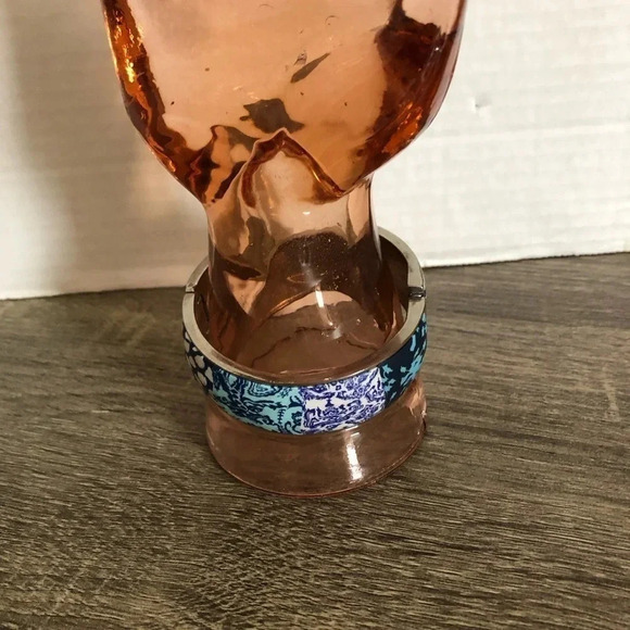 Blue  Patterned Clay Clamp Bangle - Picture 3 of 9